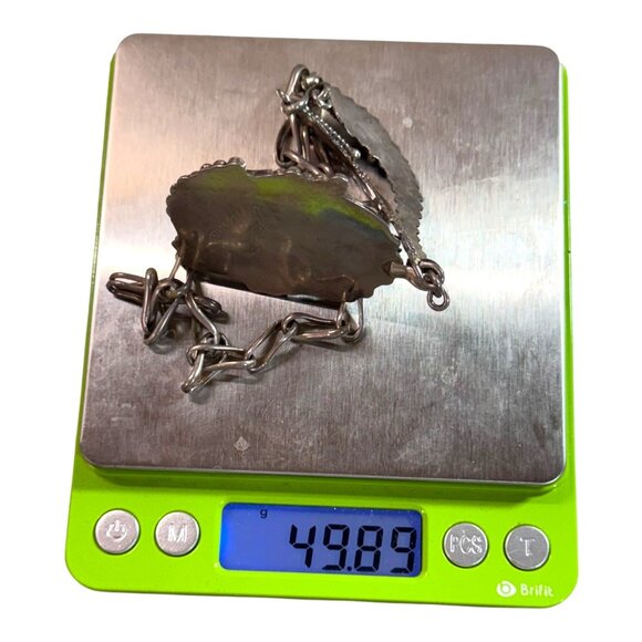 Vintage Navajo Justin Morris Sterling Silver Necklace Red Coral SW Signed Boho - Picture 7 of 10